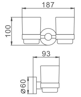 Стакан для ванной комнаты Haiba HB8308 двойной сталь